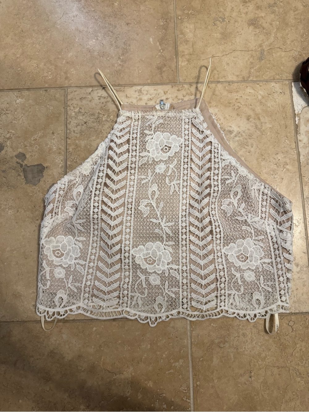 J.O.A. Los Angeles Crochet Sleeveless Crop Top / Size L